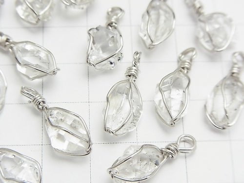 [Video] NYHerkimer Diamond AAA Rough Rock Nugget Pendant [S size] Wire frame Silver925 1pc