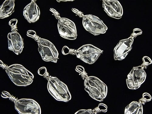 [Video] NYHerkimer Diamond AAA Rough Rock Nugget Pendant [S size] Wire frame Silver925 1pc