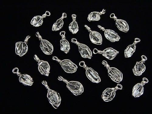 [Video] NYHerkimer Diamond AAA Rough Rock Nugget Pendant [S size] Wire frame Silver925 1pc