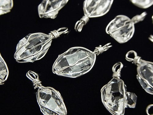 [Video] NYHerkimer Diamond AAA Rough Rock Nugget Pendant [M size] Wire frame Silver925 1pc