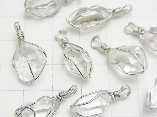 [Video] NYHerkimer Diamond AAA Rough Rock Nugget Pendant [M size] Wire frame Silver925 1pc