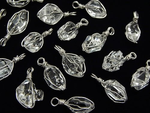 [Video] NYHerkimer Diamond AAA Rough Rock Nugget Pendant [M size] Wire frame Silver925 1pc