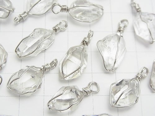 NYHerkimer Diamond AAA Rough Rock Nugget Pendant [L size] Wire frame Silver925 1pc