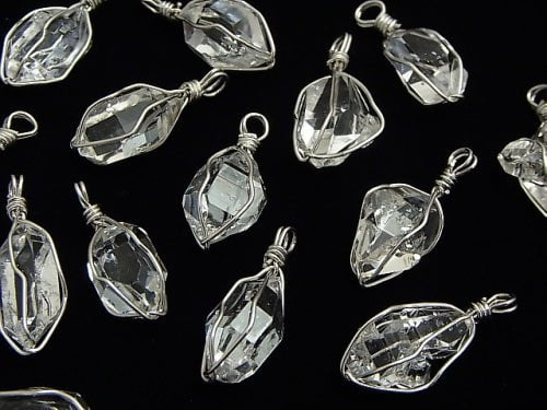 NYHerkimer Diamond AAA Rough Rock Nugget Pendant [L size] Wire frame Silver925 1pc