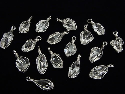 NYHerkimer Diamond AAA Rough Rock Nugget Pendant [L size] Wire frame Silver925 1pc