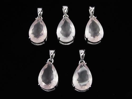 1 pc $14.99! High Quality Madagascar Rose Quartz AAA Pear shape Faceted Pendant 15 x 10 mm Silver 925