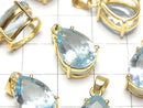 [Video]High Quality Sky Blue Topaz AAA Pear Shape Faceted Pendant 14x10mm 18KGP