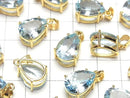 [Video]High Quality Sky Blue Topaz AAA Pear Shape Faceted Pendant 14x10mm 18KGP