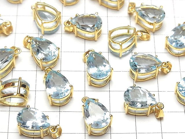 1 pc $19.99! High Quality Sky Blue Topaz AAA Pear shape Faceted Pendant 15 x 10 mm 18 KGP