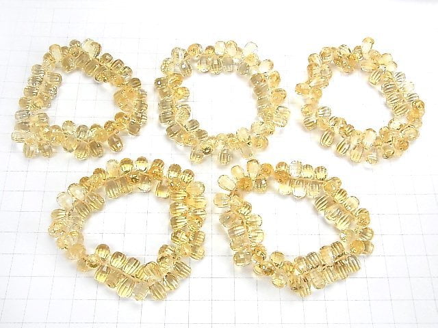 [Video]High Quality Citrine AAA Drop Faceted Briolette (Checker Cut)10x10x6mm 1/4strands -Bracelet