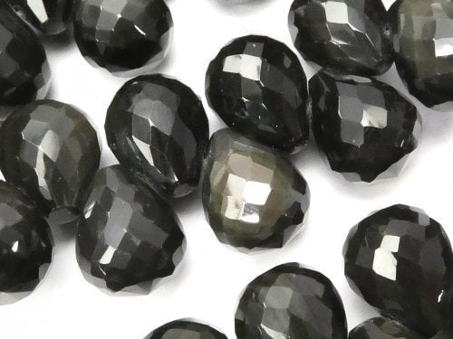 Accessories, Bracelet, Drop, Faceted Briolette, Obsidian Gemstone Beads