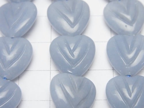 Angelite carving Vertical Hole Heart 14 x 14 x 5 mm half or 1 strand beads (aprx.14 inch / 35 cm)