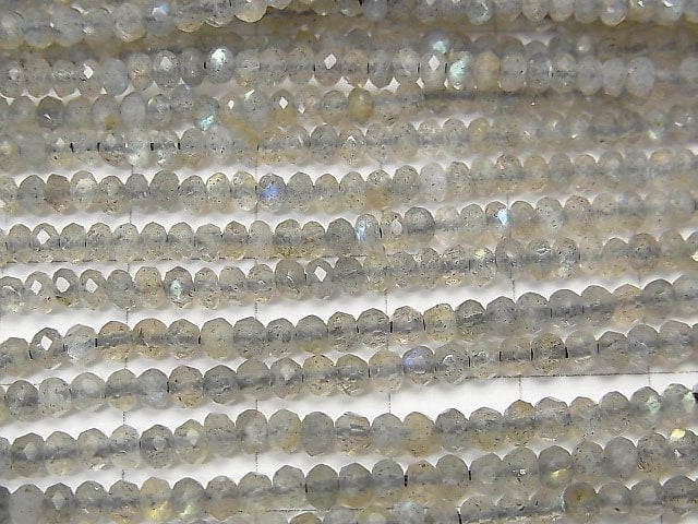 [Video]High Quality!  Labradorite AAA Faceted Button Rondelle  half or 1strand beads (aprx.15inch/38cm)