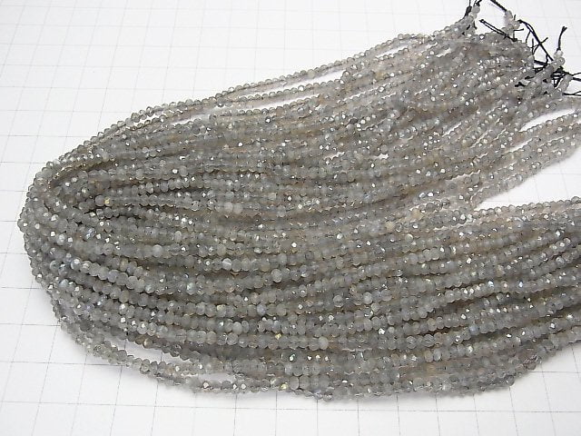[Video]High Quality!  Labradorite AAA Faceted Button Rondelle  half or 1strand beads (aprx.15inch/38cm)