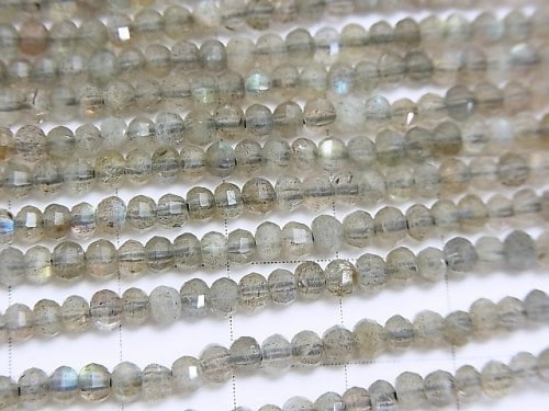 High Quality!  Labradorite AA++ Mirror Faceted Button Roundel  half or 1strand beads (aprx.15inch/38cm)