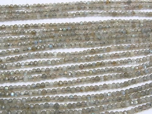 High Quality!  Labradorite AA++ Mirror Faceted Button Roundel  half or 1strand beads (aprx.15inch/38cm)