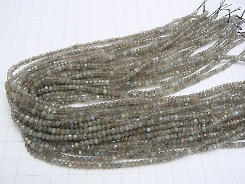 High Quality!  Labradorite AA++ Mirror Faceted Button Rondelle  half or 1strand beads (aprx.15inch/38cm)
