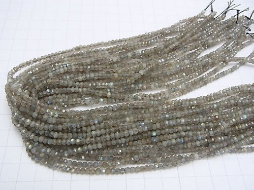 High Quality!  Labradorite AA++ Mirror Faceted Button Roundel  half or 1strand beads (aprx.15inch/38cm)