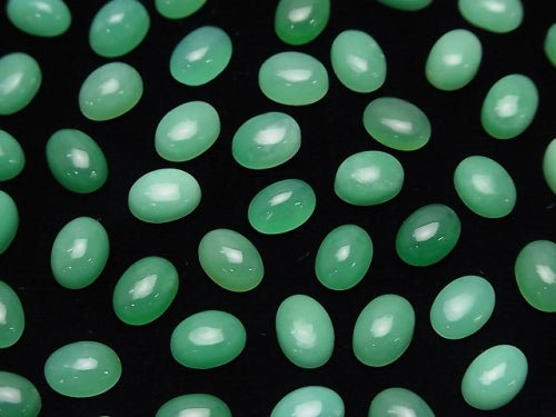 Chrysoprase AAA- Oval  Cabochon 7x5mm 5pcs