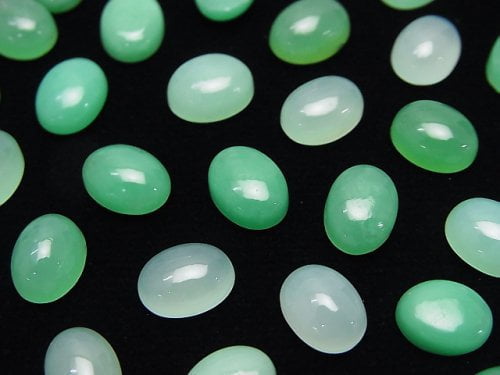 Chrysoprase AAA- Oval  Cabochon 8x6mm 5pcs