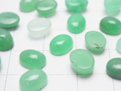 Chrysoprase AAA- Oval  Cabochon 8x6mm 5pcs