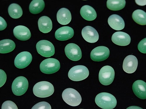 Chrysoprase AAA- Oval  Cabochon 8x6mm 5pcs