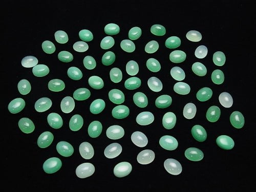 Chrysoprase AAA- Oval  Cabochon 8x6mm 5pcs