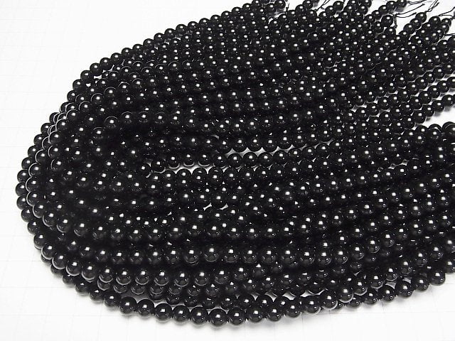 [Video] Brazil Morion Crystal Quartz AAA Round 6 mm half or 1 strand beads (aprx.15 inch / 37 cm)