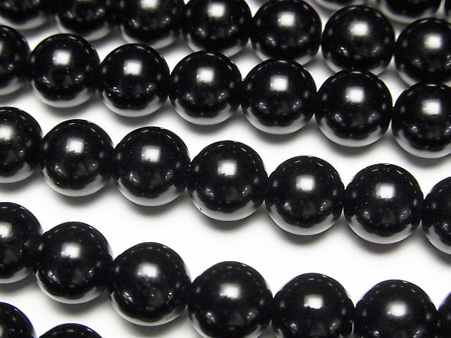 Black Crystal (Morion), Round Gemstone Beads