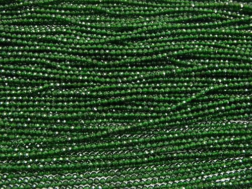 [Video] High Quality! Green Goldstone Faceted Round 2mm 1strand beads (aprx.15inch / 37cm)