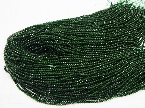 [Video] High Quality! Green Goldstone Faceted Round 2mm 1strand beads (aprx.15inch / 37cm)