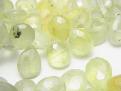 Faceted Briolette, Pear Shape, Prehnite Gemstone Beads