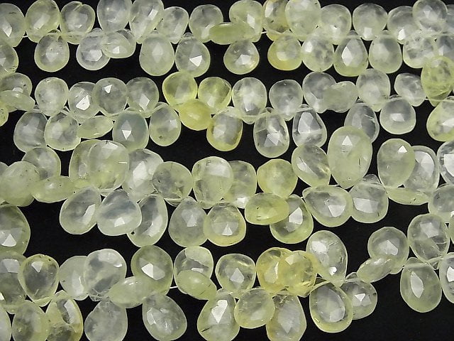 [Video] High Quality Prehnite AA++ Pear shape Faceted Briolette half or 1strand beads (aprx.7inch / 18cm)