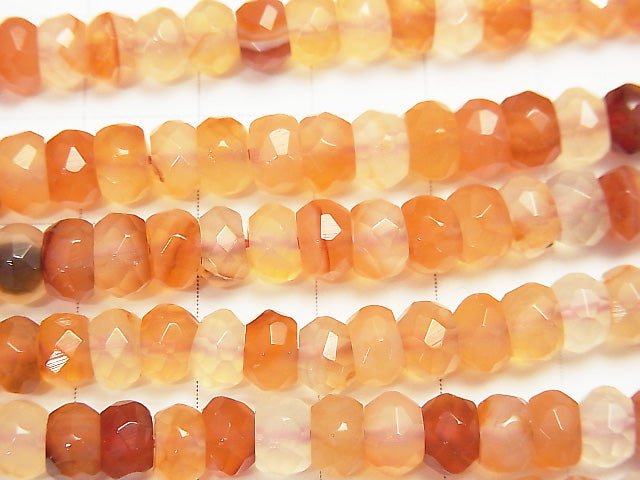 [Video] Mix Carnelian Faceted Button Roundel 6 x 6 x 4 mm 1strand beads (aprx.15 inch / 36 cm)