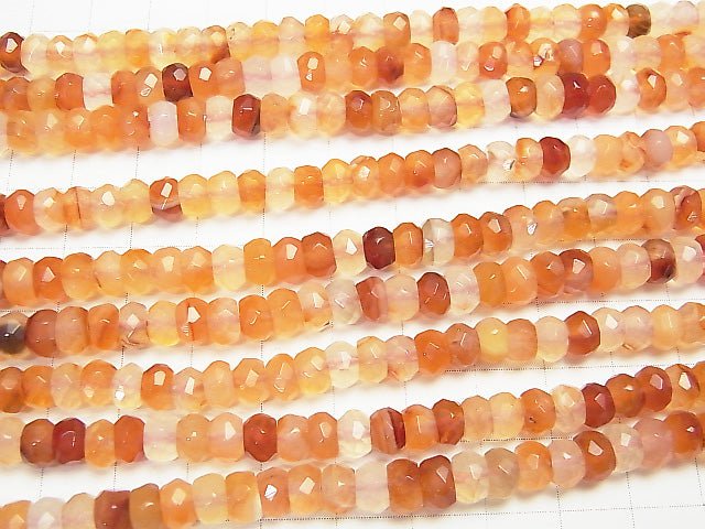 [Video] Mix Carnelian Faceted Button Roundel 6 x 6 x 4 mm 1strand beads (aprx.15 inch / 36 cm)