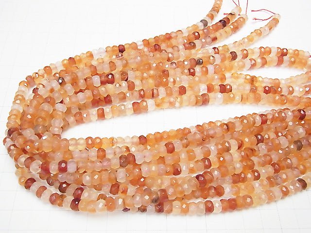 [Video] Mix Carnelian Faceted Button Roundel 6 x 6 x 4 mm 1strand beads (aprx.15 inch / 36 cm)