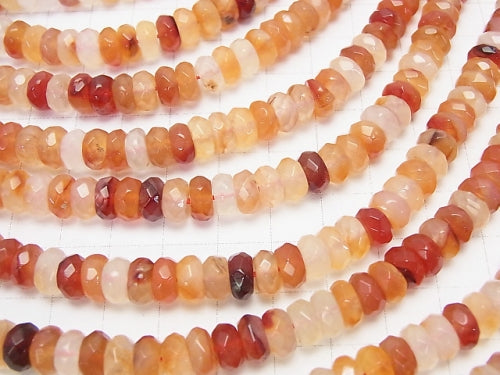 Mix Carnelian Faceted Button Roundel 8 x 8 x 4 mm half or 1 strand beads (aprx. 15 inch / 37 cm)
