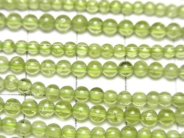 [Video] Peridot AA+ Round 3mm 1-strand beads (approx. 15 inches/37 cm)
