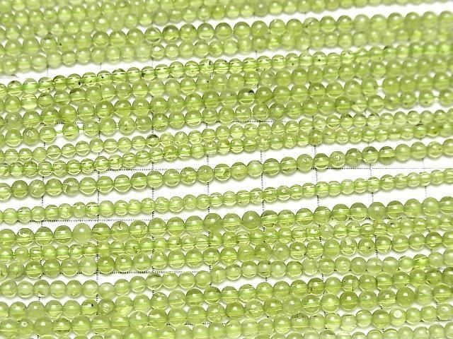 [Video] Peridot AA+ Round 3mm 1-strand beads (approx. 15 inches/37 cm)