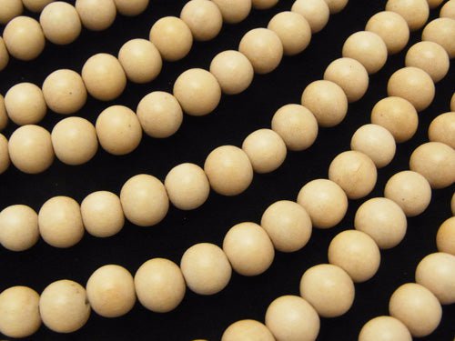 White Wood Semi Round 8mm 1strand beads (aprx.15inch / 38cm)