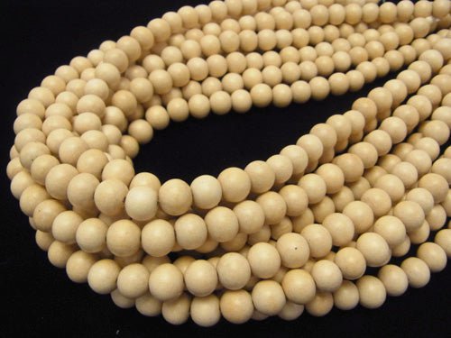 Perles en bois semi-rondes blanches 8mm 1 fil (env. 38cm)