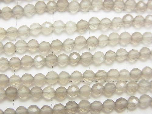 [Video] High Quality! Gray Onyx Faceted Round 3mm 1strand beads (aprx.15inch / 38cm)