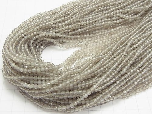 [Video] High Quality! Gray Onyx Faceted Round 3mm 1strand beads (aprx.15inch / 38cm)