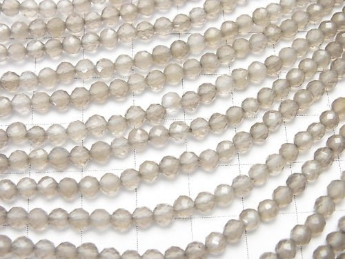 High Quality! 1strand $6.79! Gray Onyx Faceted Round 4mm 1strand beads (aprx.15inch / 38cm)