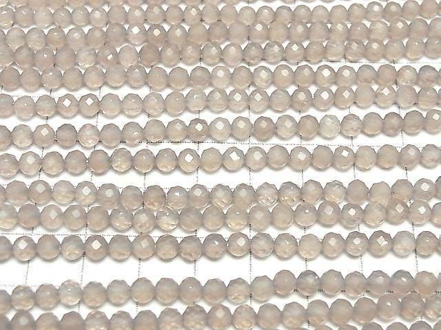 High Quality! Gray Onyx Faceted Round 4mm 1strand beads (aprx.15inch/37cm)