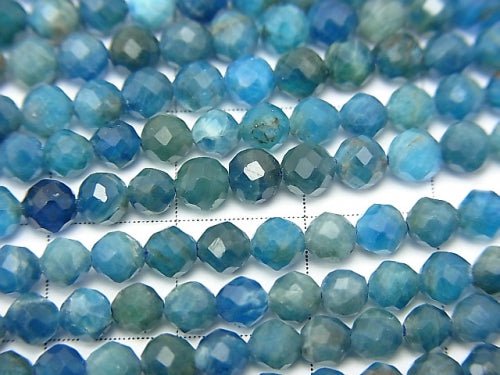 [Video] High Quality! 1strand $9.79! Blue Apatite AA 32Faceted Round 4mm 1strand beads (aprx.15inch / 37cm)