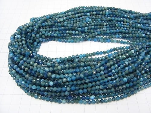 [Video] High Quality! 1strand $9.79! Blue Apatite AA 32Faceted Round 4mm 1strand beads (aprx.15inch / 37cm)