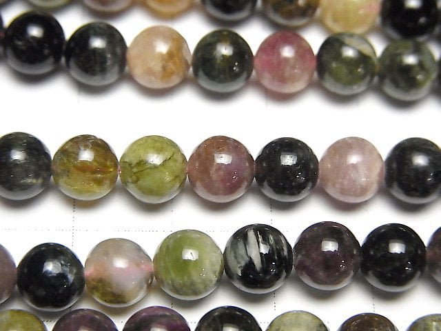 [Video] Multi Color Tourmaline AA+ Round 6-7mm 1strand beads (aprx.15inch / 38cm)