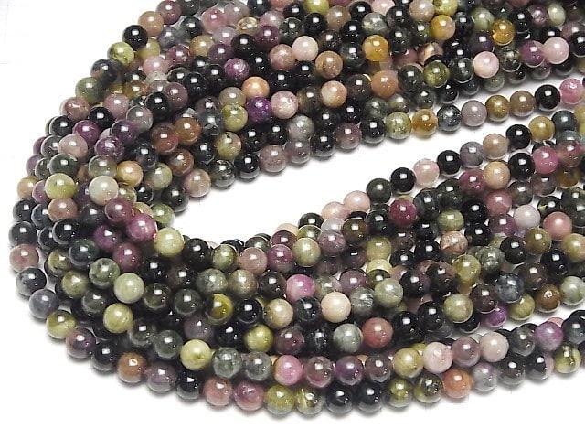 [Video] Multi Color Tourmaline AA+ Round 6-7mm 1strand beads (aprx.15inch / 38cm)