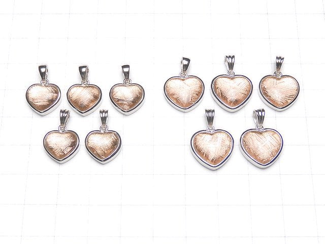 [Video]Meteorite (Muonionalusta ) Heart Pendant [12mm][14mm] Pink Gold Silver925